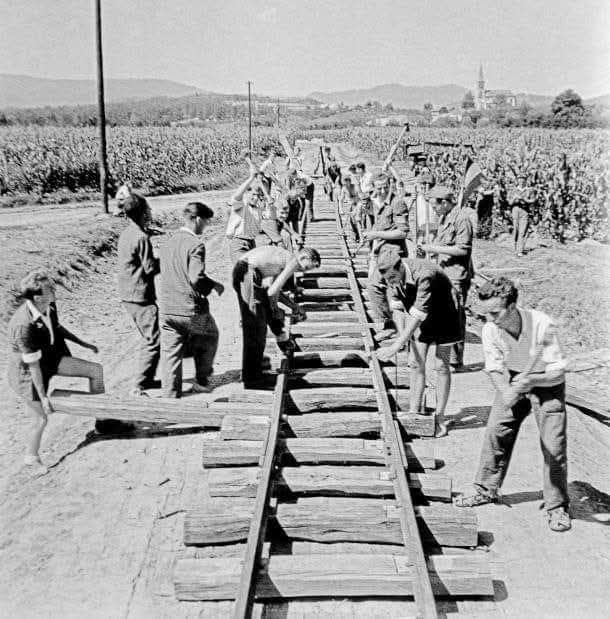 Pionirska željeznica, postavljanje, Dubrava 1947. godine